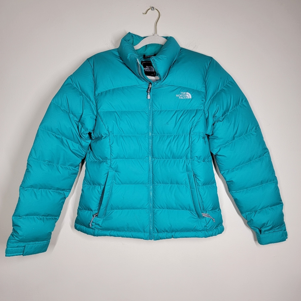 The North Face women's down puffer parka 700 fill teal green blue size small